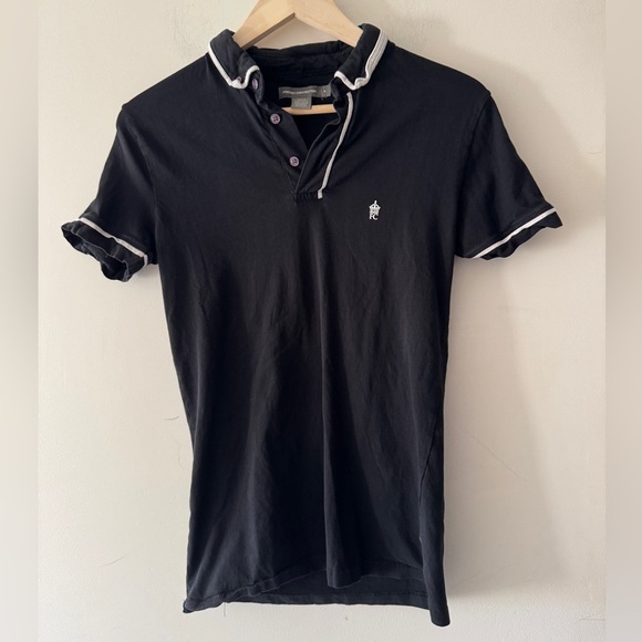 French Connection Black Piping Slim Fit Polo Shirt - Picture 1 of 5